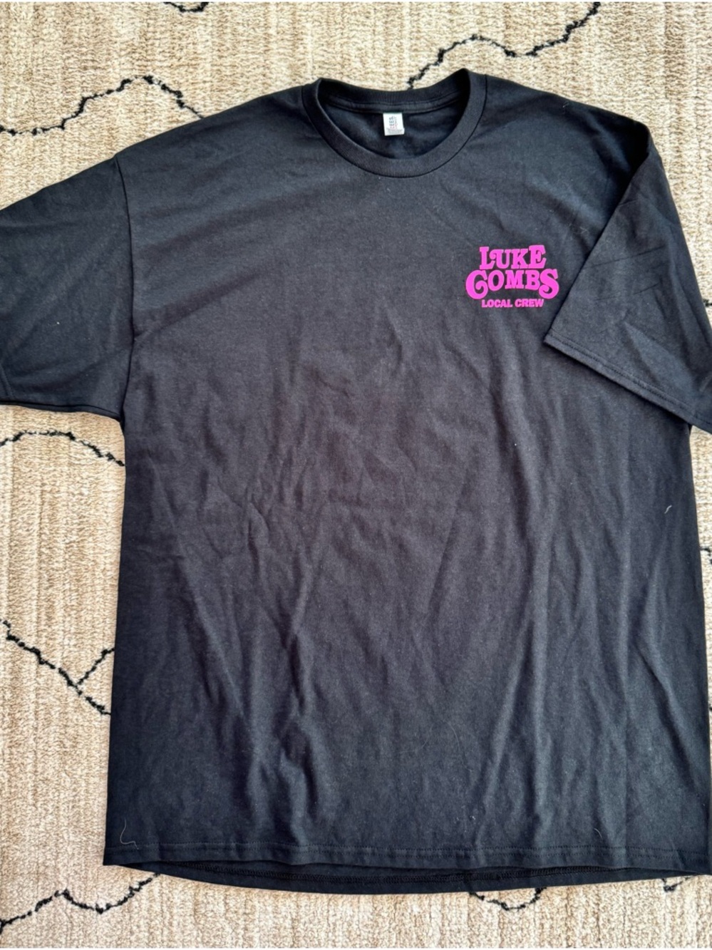 Luke Combs Local Crew 2026 World Tour Black Tee with Pink Logo